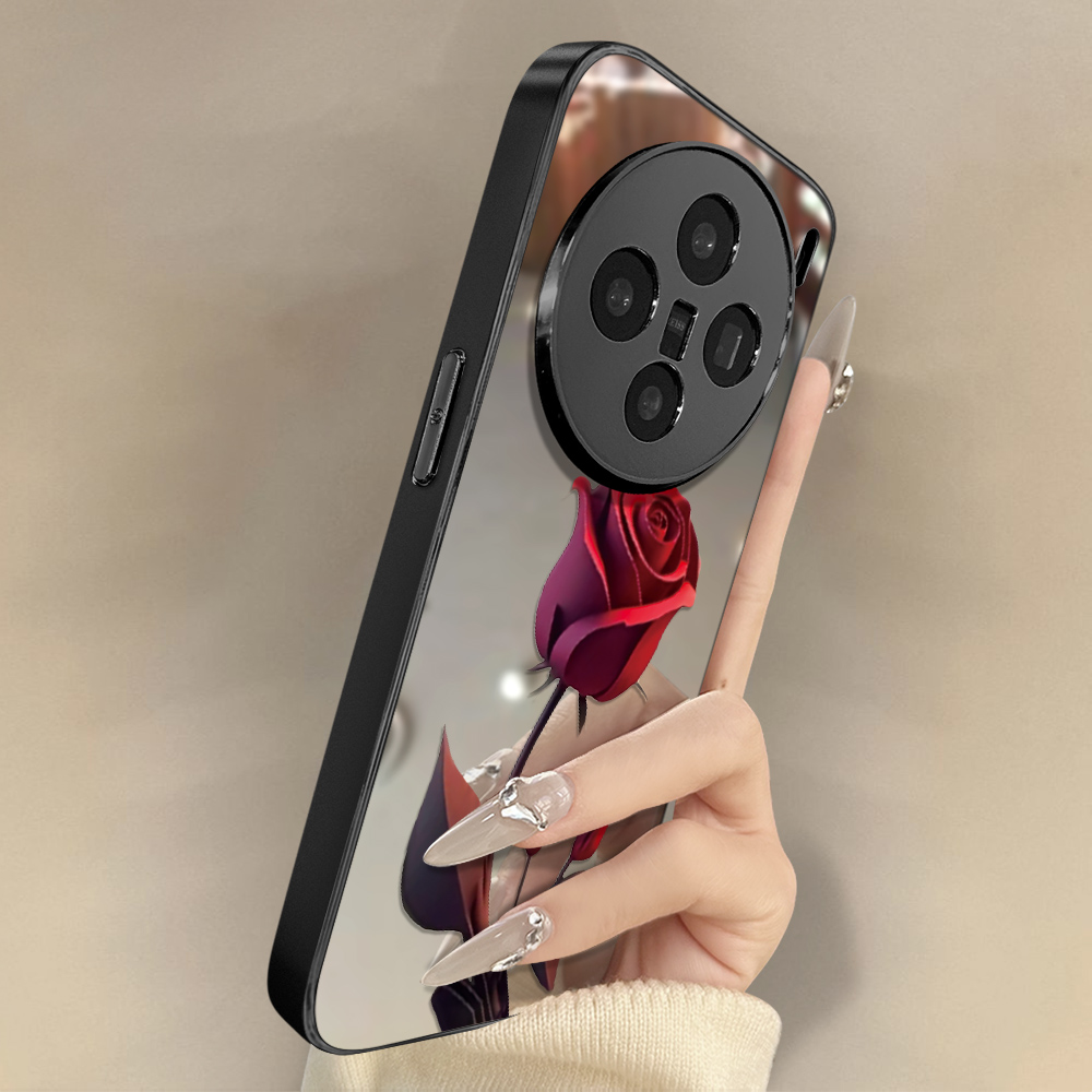 红色玫瑰花适用vivox200手机壳女全包防摔高级感网红同款数码配件