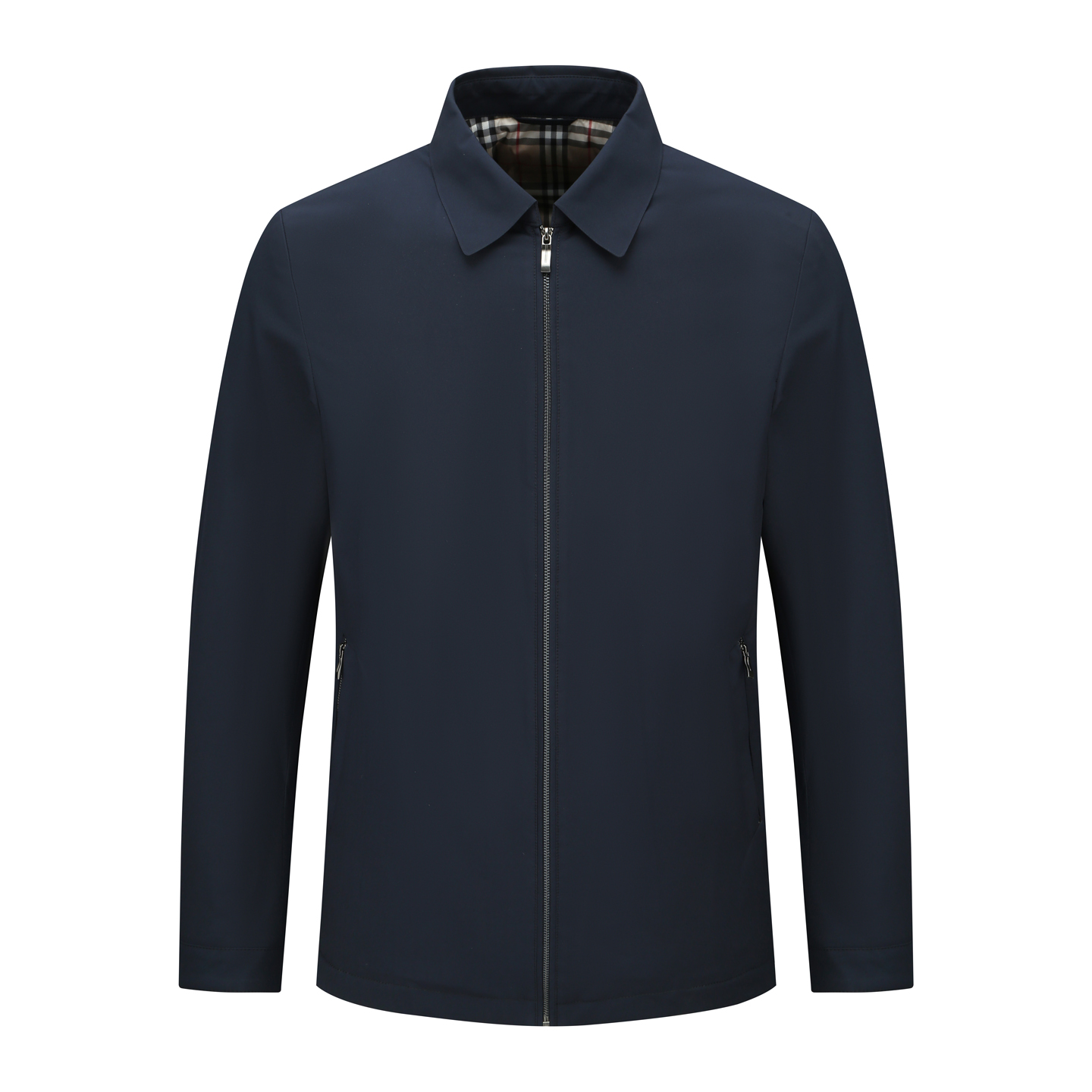 H1245秋冬款男式羽绒服 白鹅绒商务休闲保暖防风外套 深蓝色