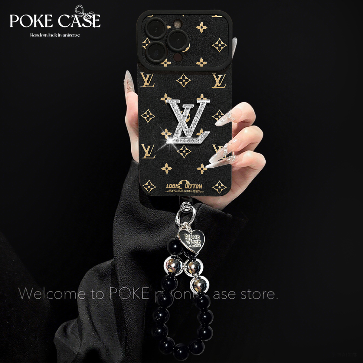 大视窗四叶草适用苹果16PROMAX满钻标华为VIVO小米OPPO手链手机壳