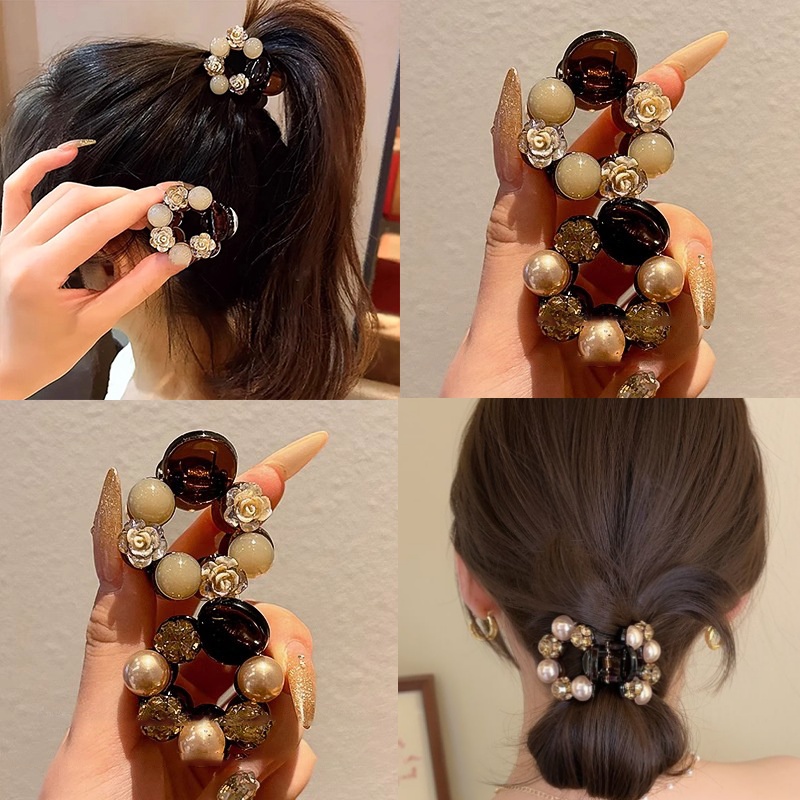 珍珠水钻小抓夹女后脑勺盘发夹鲨鱼夹高级感马尾夹高马尾固定夹