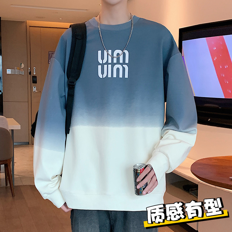 玛斯柏长袖T恤男士春秋季美式痞帅圆领宽松ins潮牌时尚男装打底衫