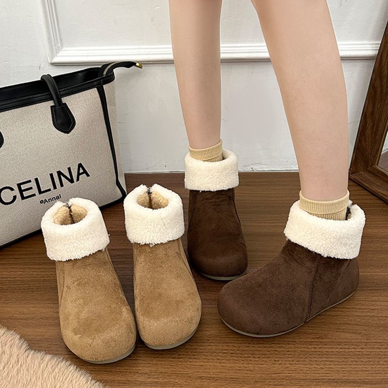 复古加绒勃肯短靴女2025新款秋冬软底内增高毛毛棉靴保暖雪地棉鞋