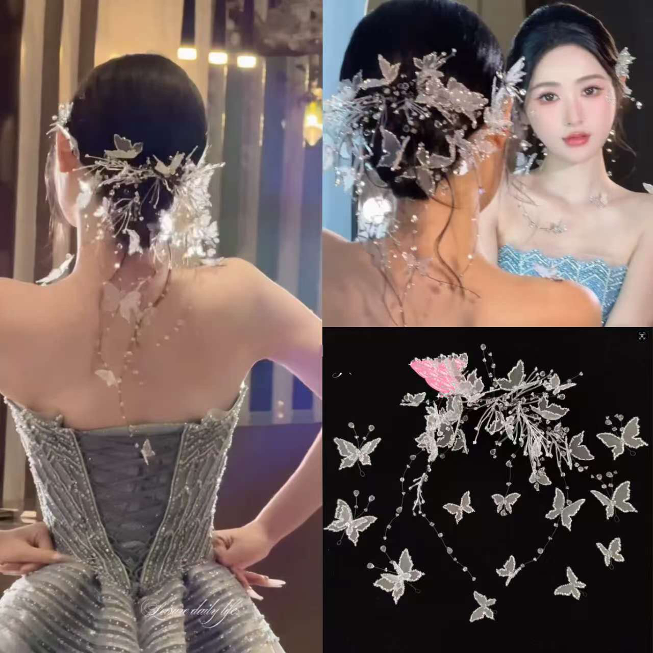 爆款白纱礼服蝴蝶发饰02233