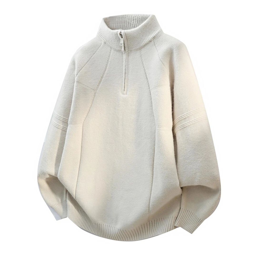 半拉链立领毛衣男2025新款秋冬季套头针织衫男士高级感纯色毛线衣