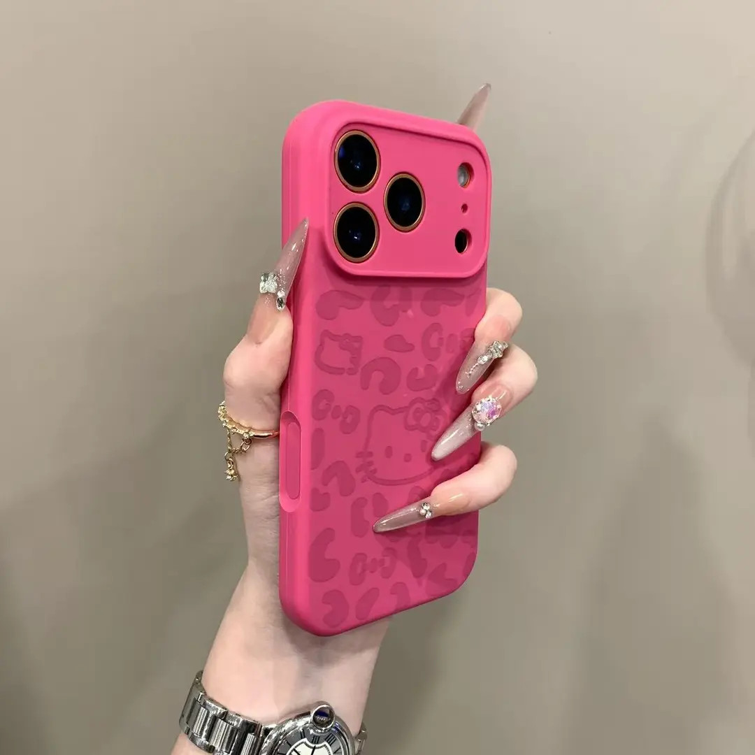 豹纹kitty猫液态硅胶适用苹果17promax手机壳iPhone16pro全包女15
