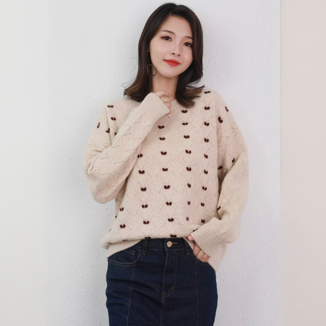 宽松型不缩水POLO领常规女衫重工女士网红打底时尚秋冬