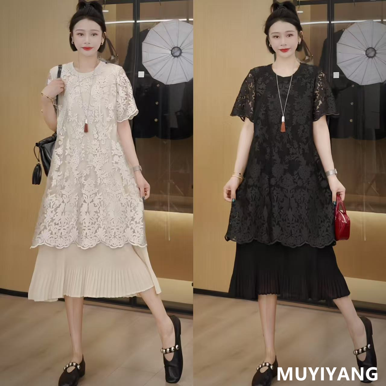 【夜纱】独特超好看蕾丝刺绣网纱高定版连衣裙 裙长110 25-365#