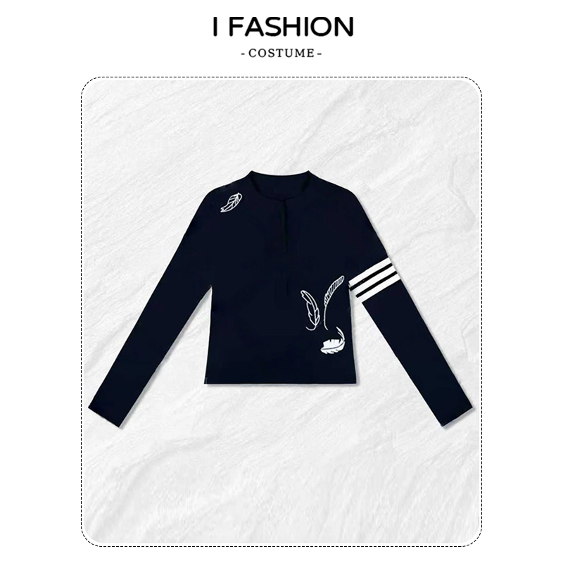 高含棉设计感时尚长袖t恤女2025年春秋新款修身显瘦圆领减龄上衣