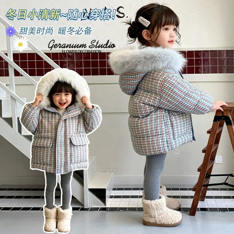 女童棉服2025新款冬装中小童加厚保暖棉袄时尚甜美宝宝夹棉外套潮