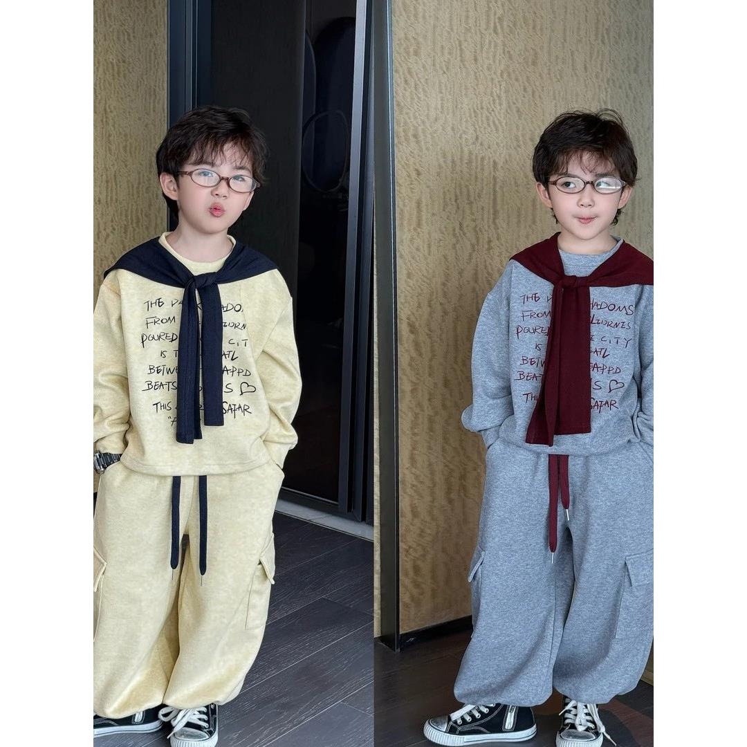 男童秋季韩版套装男童2025秋季新款韩版卫衣套装儿童休闲洋气男孩