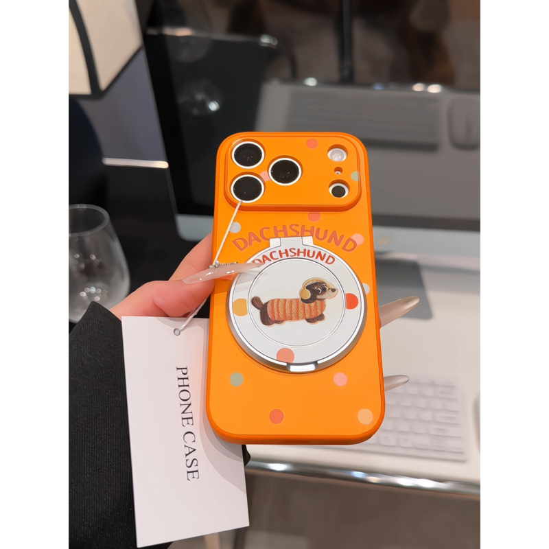刺绣小狗适用苹果17pro手机壳16pm纯色简约15plus小众ins视窗13女
