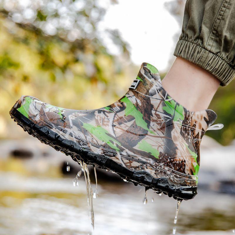 轻便耐磨纯色高帮软底防水迷彩高筒防滑中筒雨鞋雨靴男鞋男士