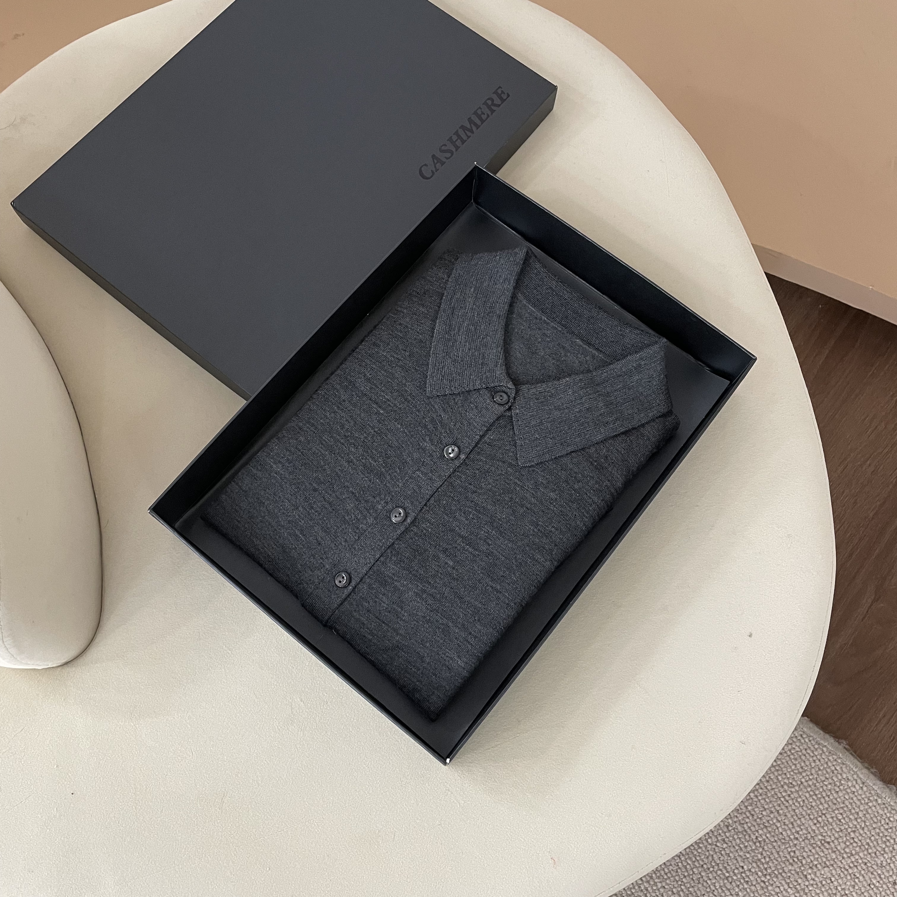 【120支扬子纱～女翻领】100纯羊毛女POLO领长袖针织开衫上衣