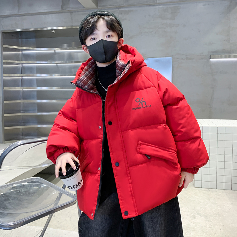 童装男童冬装加厚红色棉服2026新款中大童棉袄冬季男孩本命年棉服