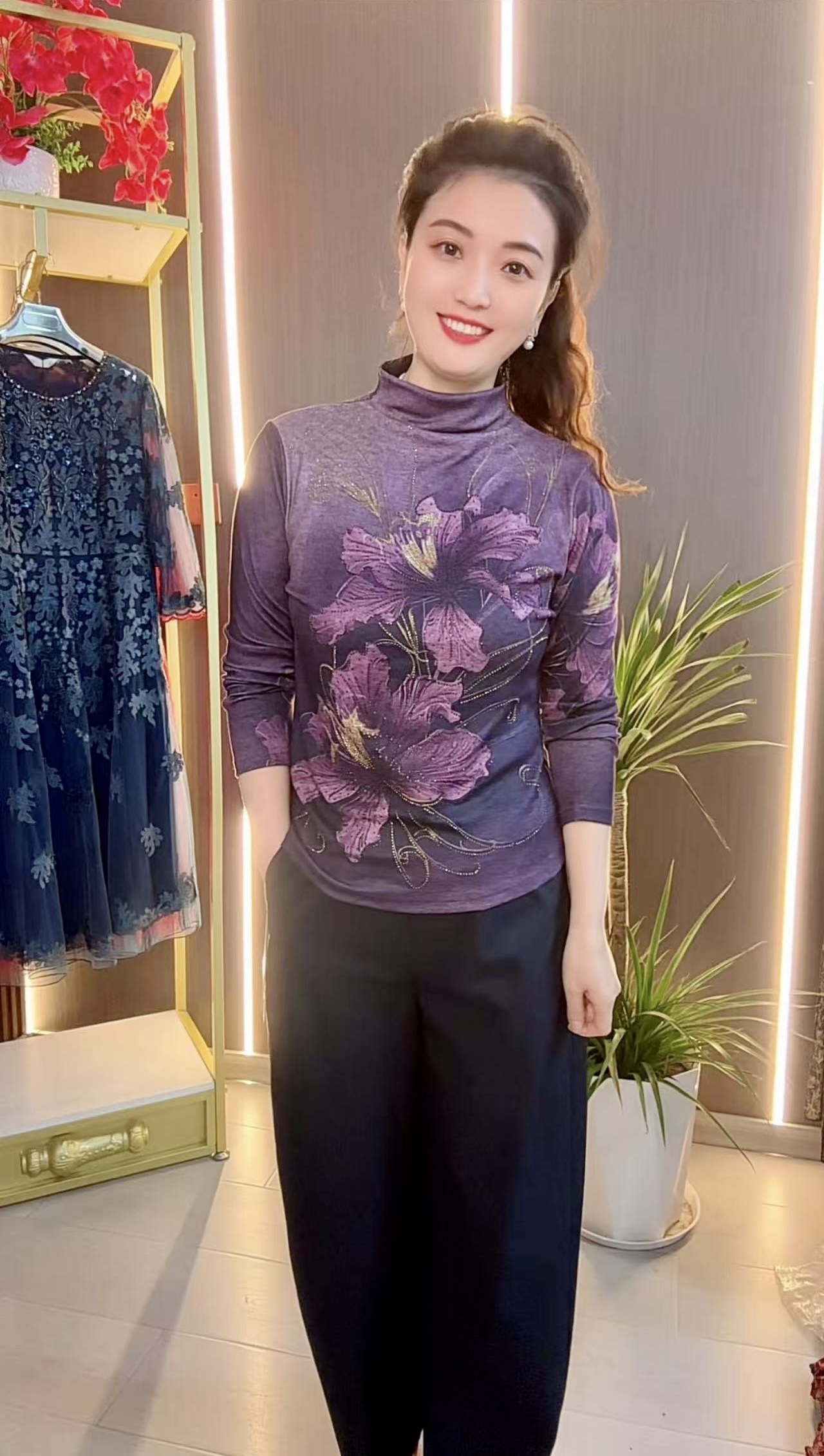 9855秋季时尚半高领长袖小衫打底衫