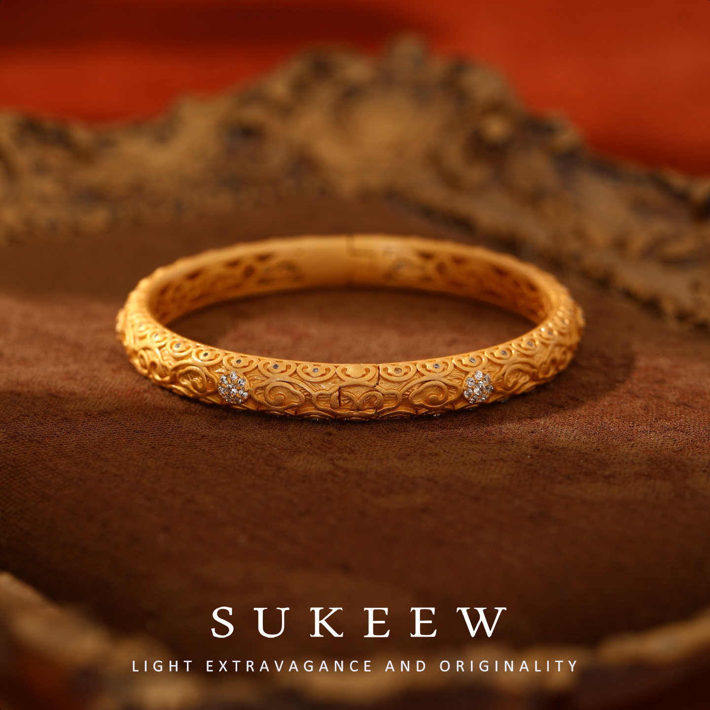 SUKEEW/酥可 镀k金【鎏纹】中式祥云花丝优雅手镯295202