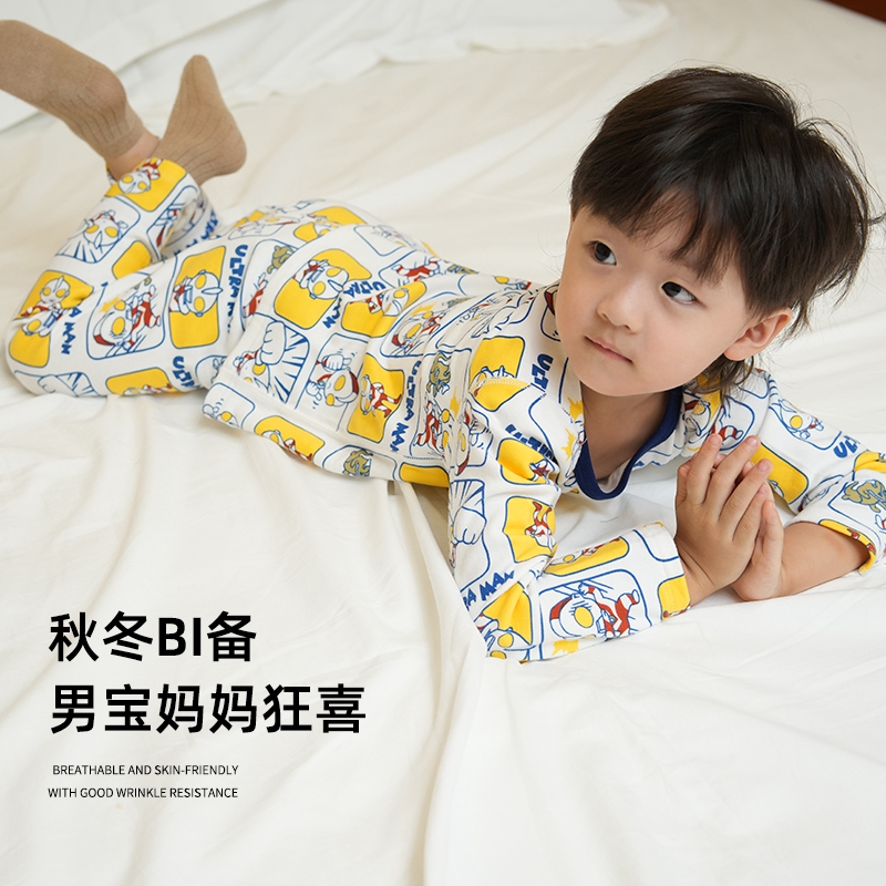 【JMJQ 25837】暖冬款儿童居家打底满印卡通贴身睡衣家居服套装