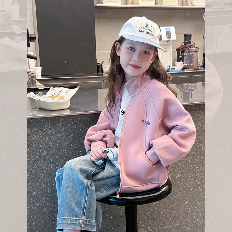 女童洋气立领外套儿童长袖开衫中大童装上衣小女孩2025春秋新款