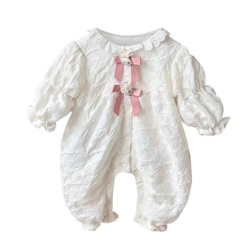 秋冬新品婴幼儿双层衣服春秋新生儿女宝宝连体衣公主甜美满月百外