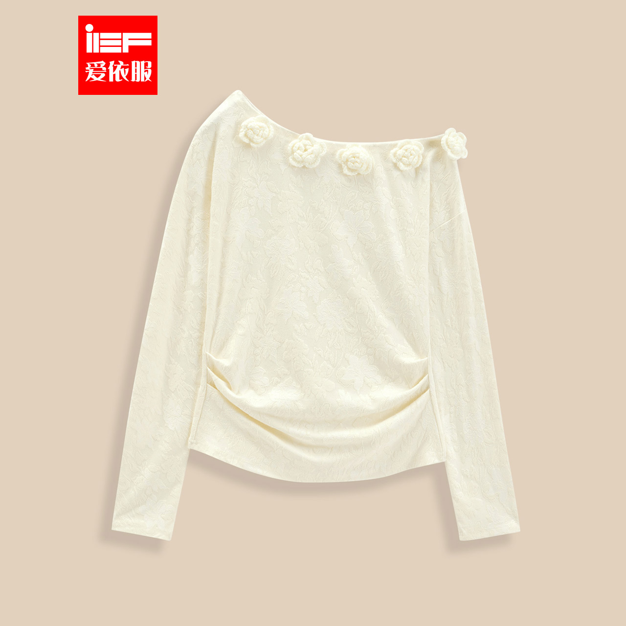 IEF/爱依服2025秋季新款法式温柔纯欲风立体花朵设计通勤百搭上衣