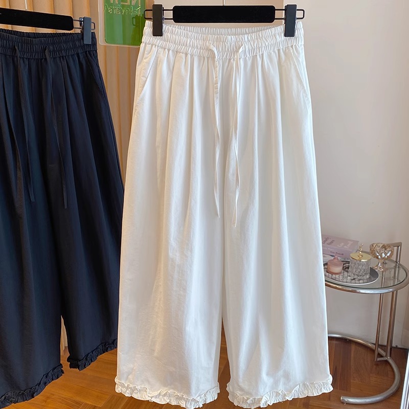 今年流行的白色八分裤女2025新款宽松休闲百搭阔腿裤薄款九分裤子