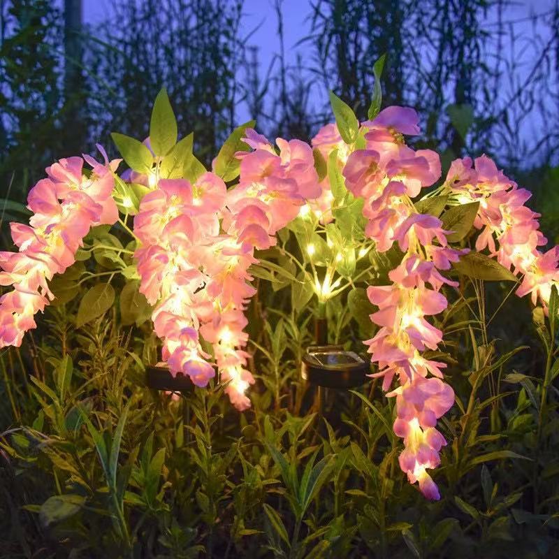 太阳能仿真紫藤萝花灯户外防水庭院装饰灯花园草坪灯阳台氛围地插