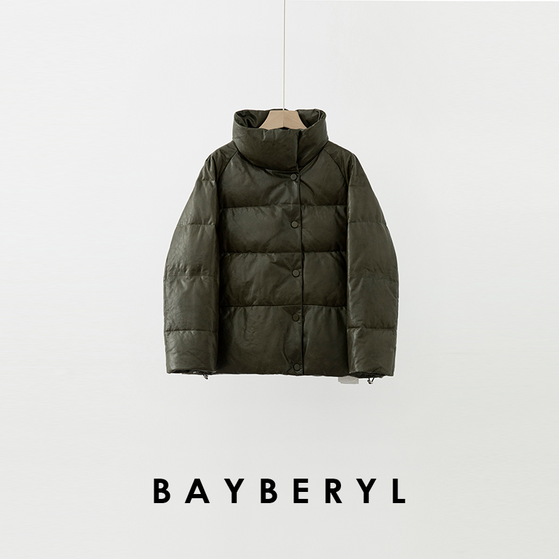 CC12-BAYBERYL老贝自由域*油蜡皮立领保暖百搭冬羽绒服PY5K0303