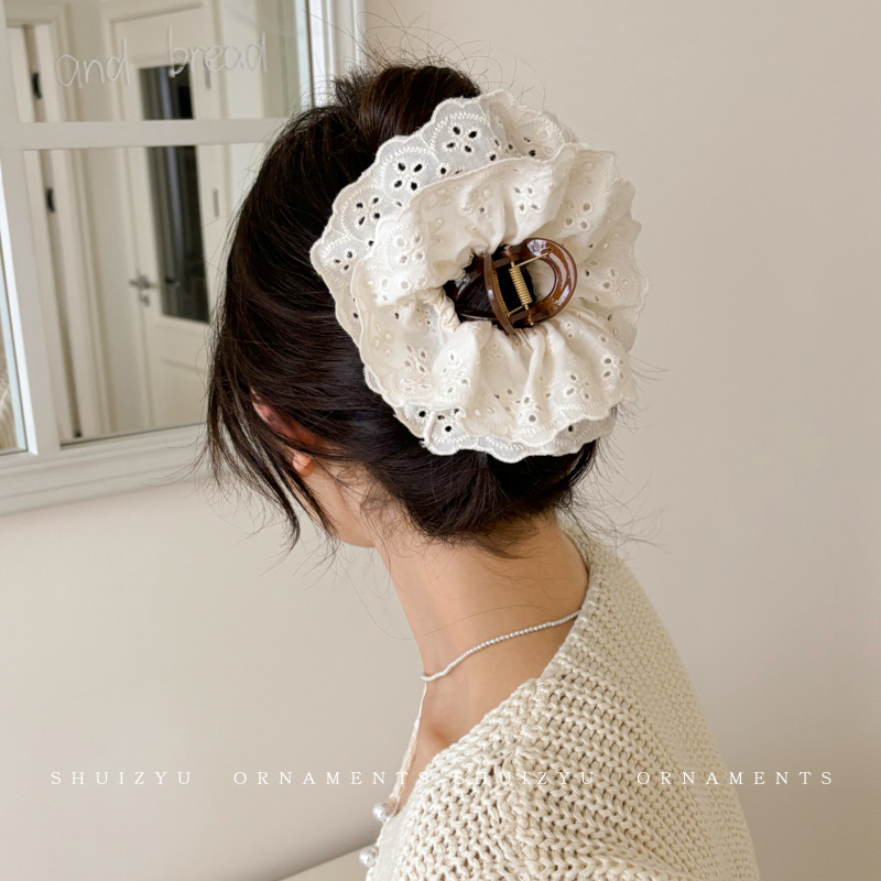 蕾丝花边抓夹女大号发夹2025新款后脑勺盘发鲨鱼夹高级感头发夹子