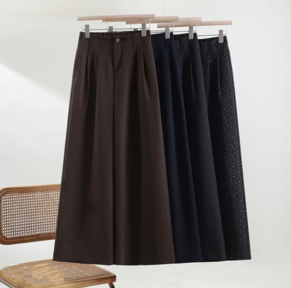 【现货➕运费险】慵懒高级感灰色毛呢裤子女款高腰直筒裤阔腿裤