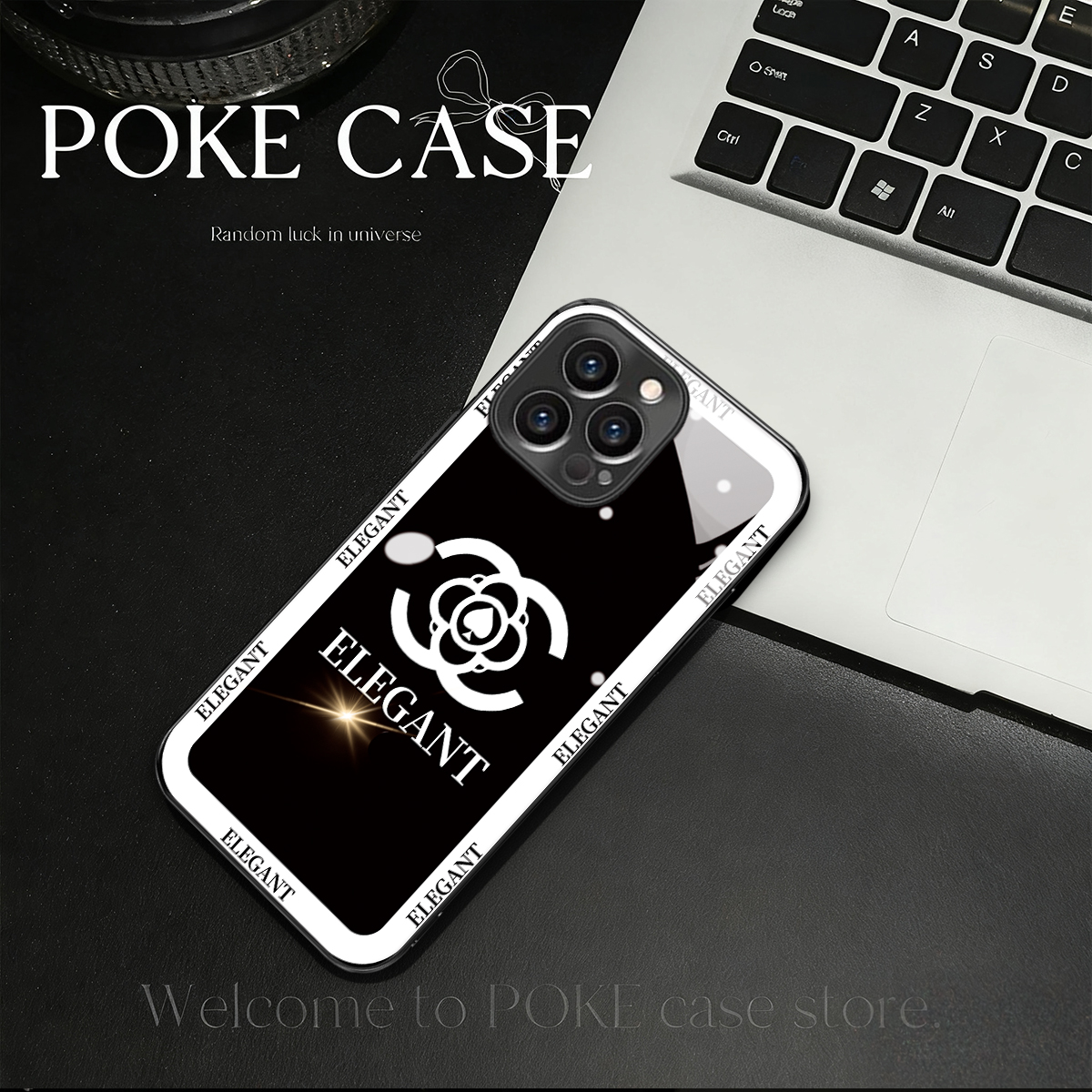 高级电镀玻璃英文双C适用苹果oppo华为vivo小米创意手链手机壳