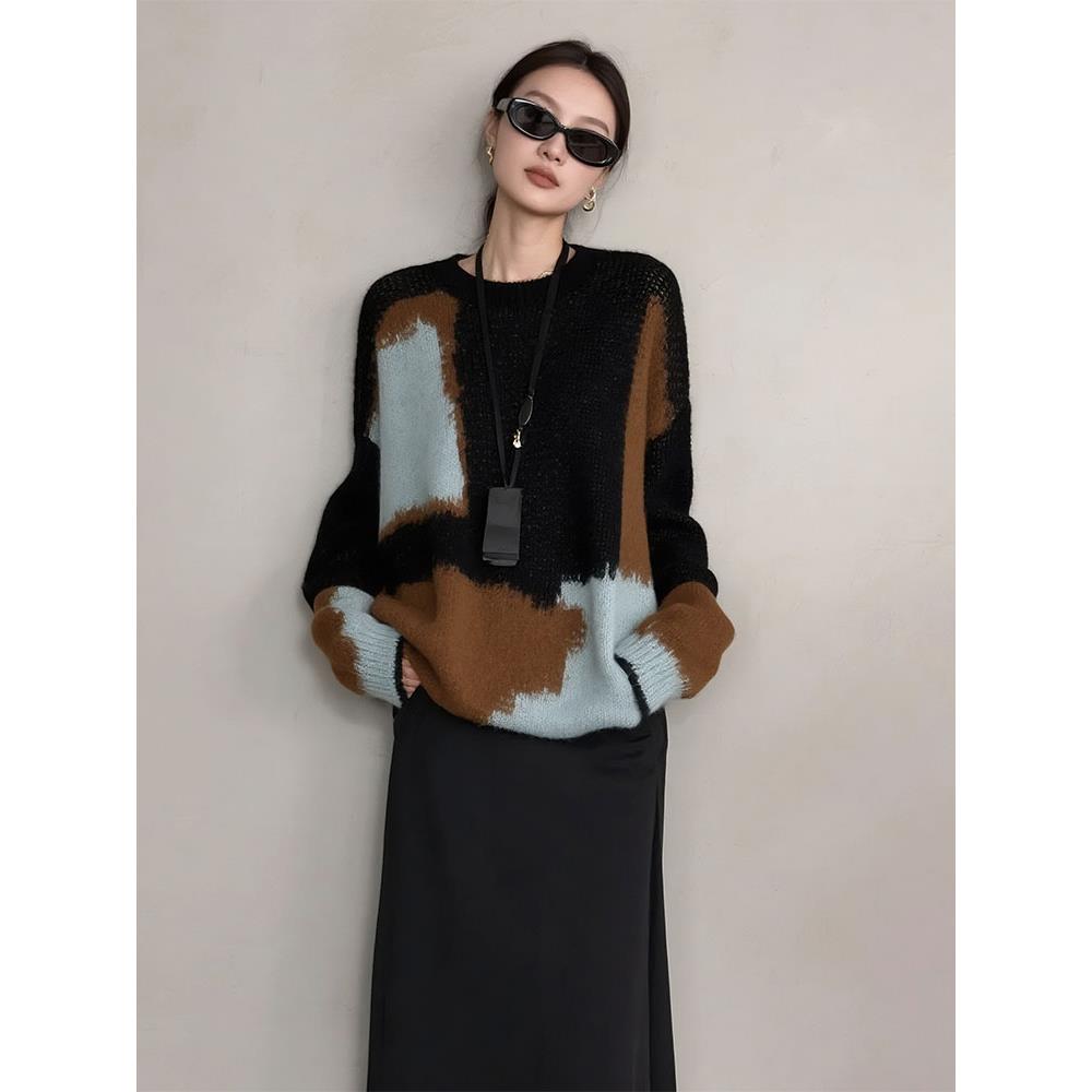 2025年秋季新款高级感chic日系温柔风宽松慵懒软糯秋冬毛衣外套