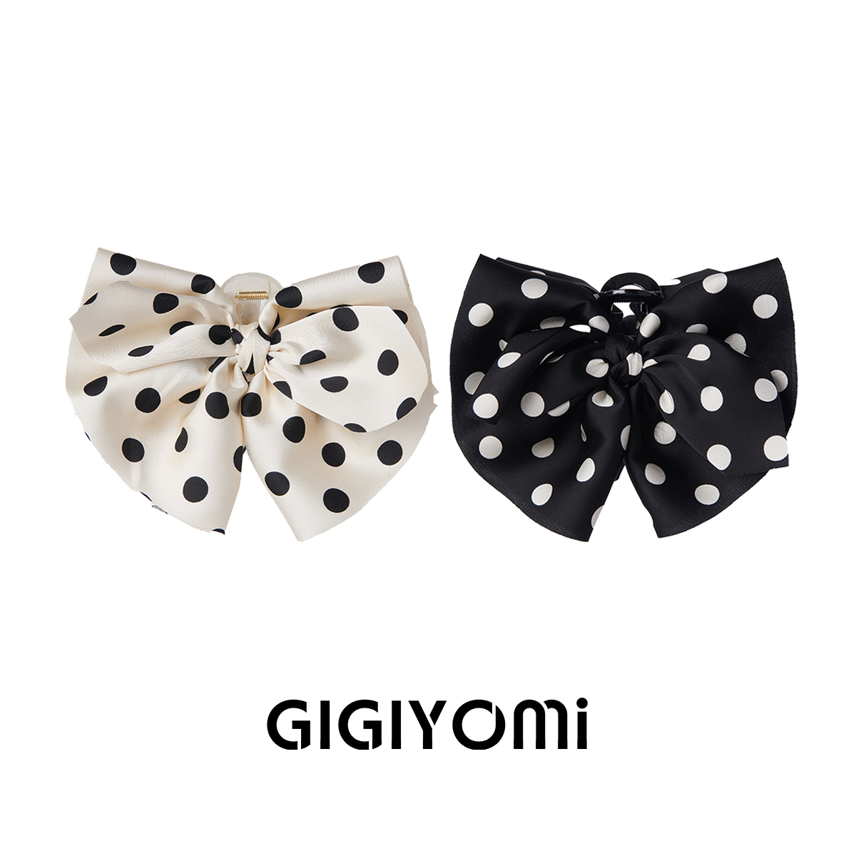 GIGIYOMi韩国设计师品牌蝴蝶结鲨鱼抓夹黑白波点少女甜美发夹头饰
