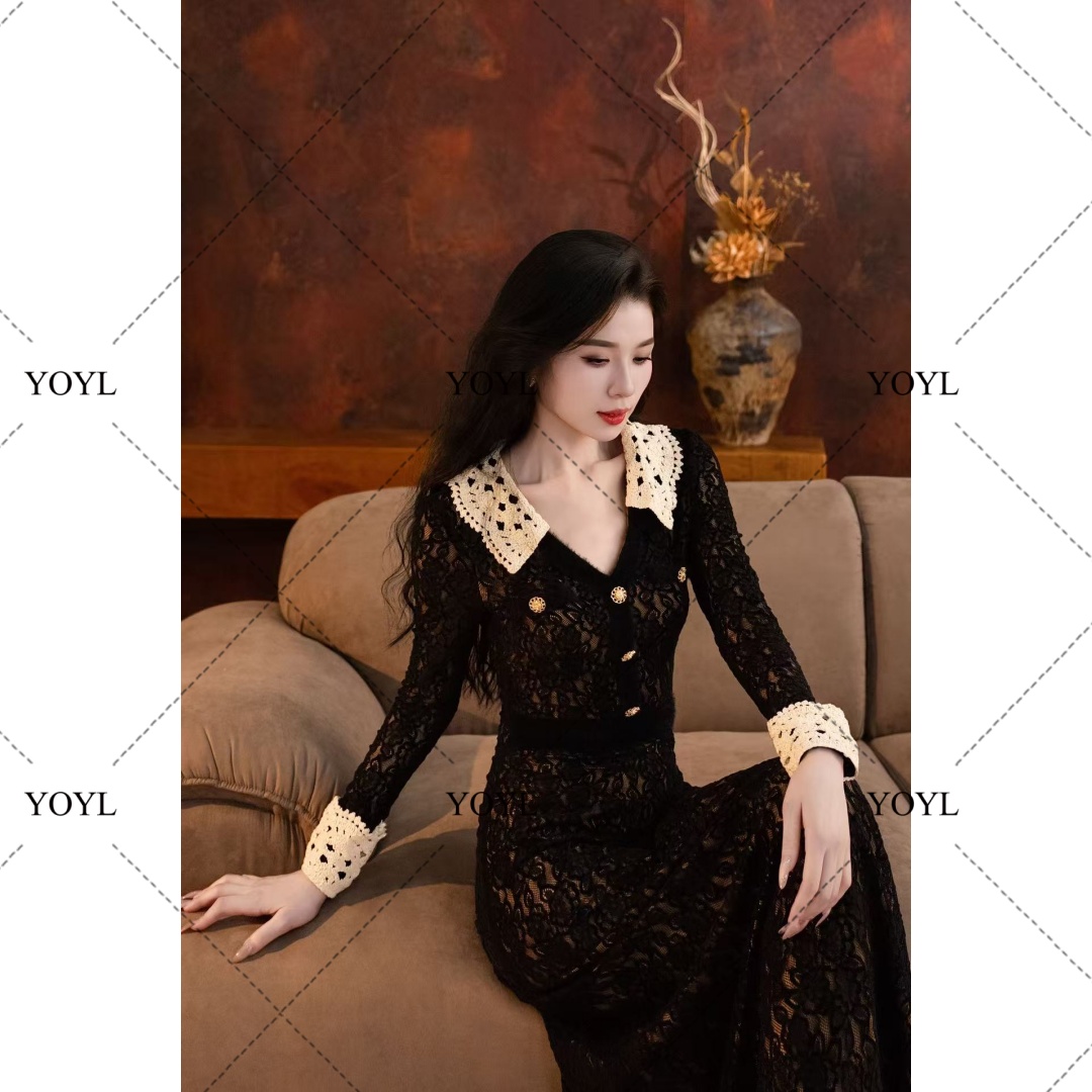 【yola】璀璨秋冬新款高级法式气质显瘦A摆连衣裙-YL11905