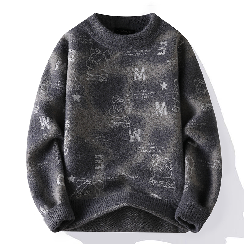 13岁男孩潮流打底针织衫12青少年14初中学生15大童加厚水貂绒毛衣