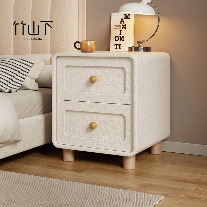 实木床头柜最新款2025高档大气家用文件柜奶油风床头置物架收纳柜