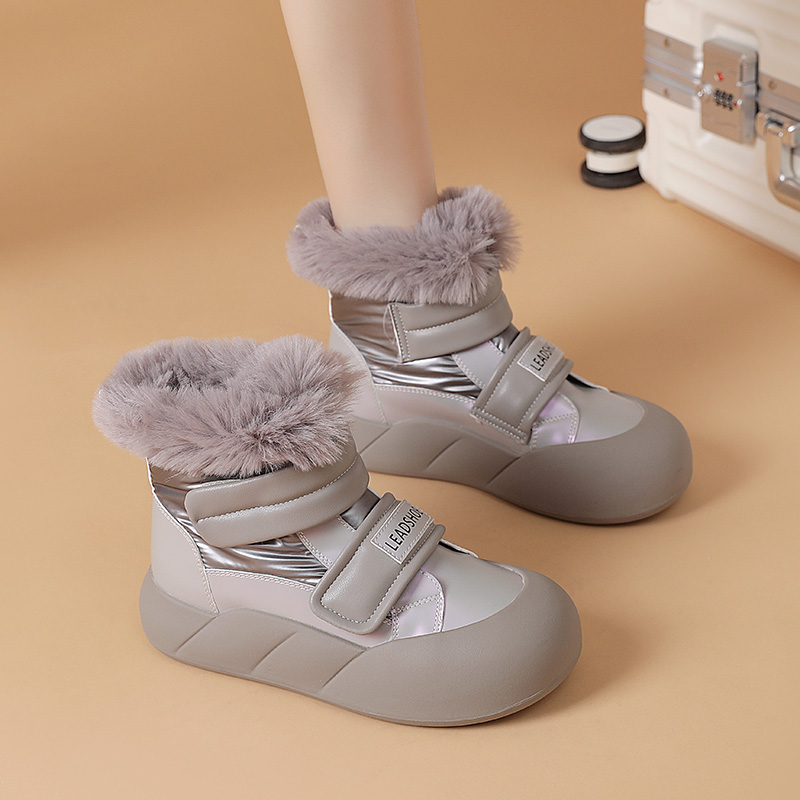 厚底百搭加绒加厚保暖绒毛雪地靴女2025冬季新款魔术贴休闲棉鞋女