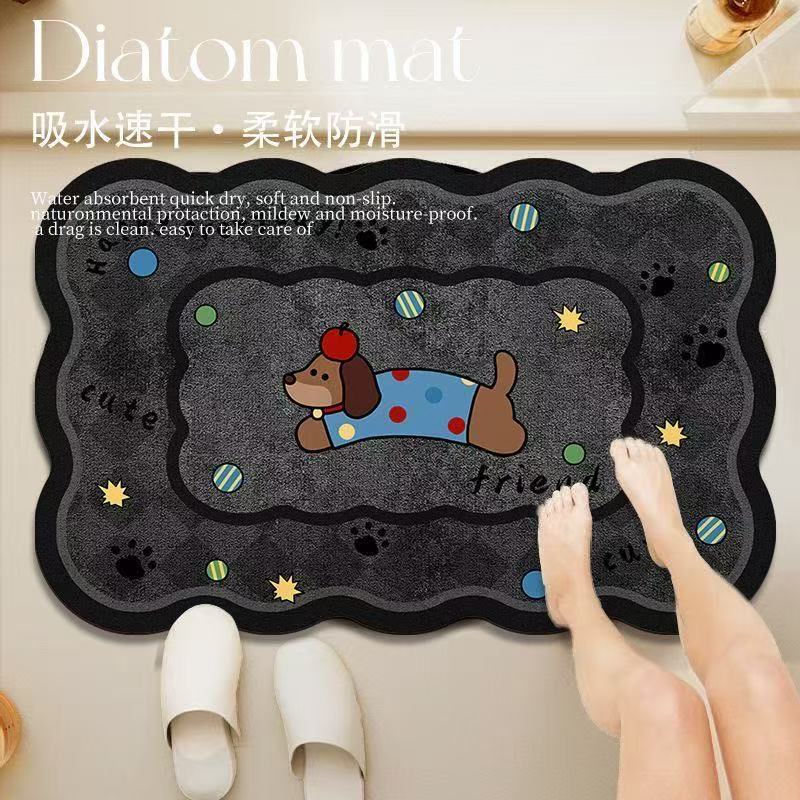 卡通可爱浴室吸水硅藻泥地垫卫生间脚垫门口家用厕所地毯耐脏防滑