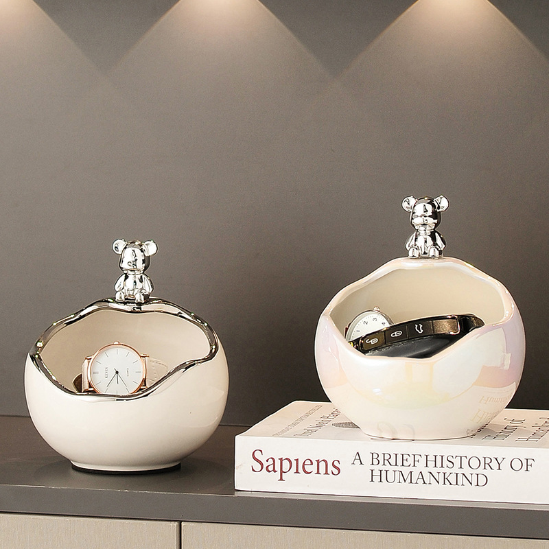 入户门口玄关放钥匙置物架创意摆件轻奢高档鞋柜客厅暴力熊装饰品