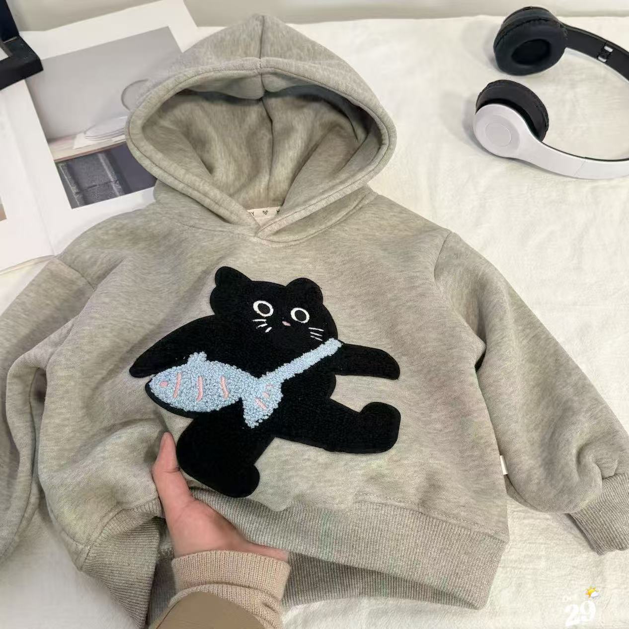 【现货加绒卫衣】2025新款小猫鱼立体韩版洋气休闲韩版男女童卫衣