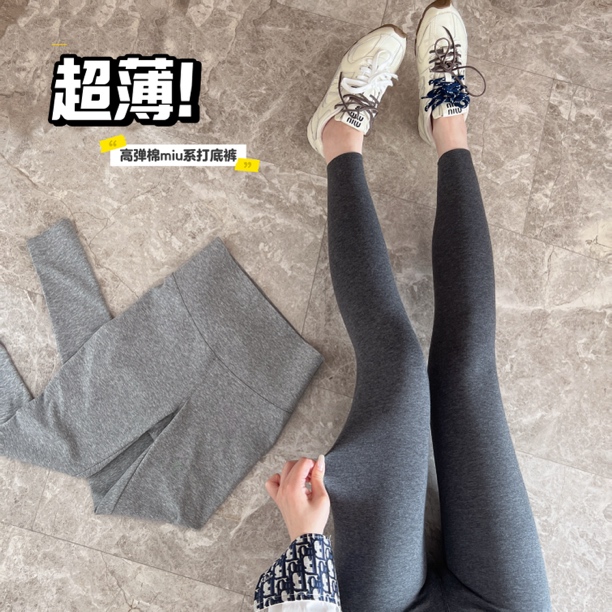 超薄高弹棉裤可外穿打底裤缪系轻薄紧身裤显瘦微压裤子