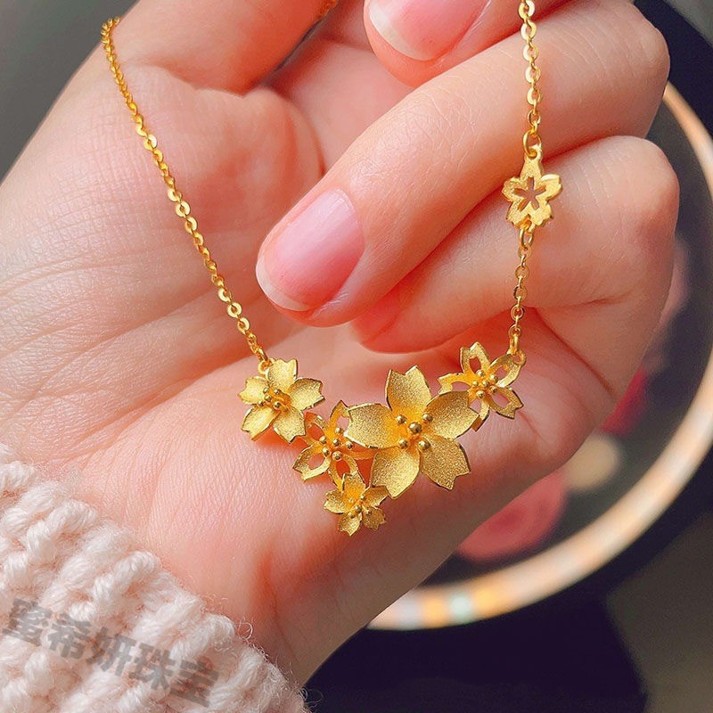 铜合金项链 三生花项链繁花似锦幸福花嫁花朵锁骨链结婚晚宴婚嫁