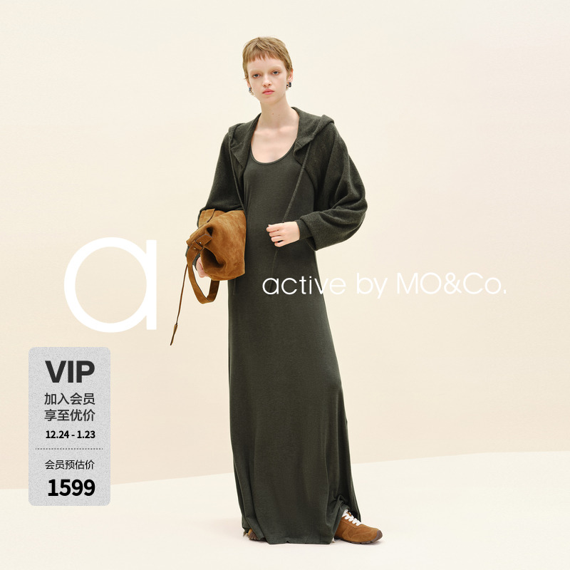 【active系列】MOCO坎肩连衣裙两件套2025秋新品德绒MBE3DRS023
