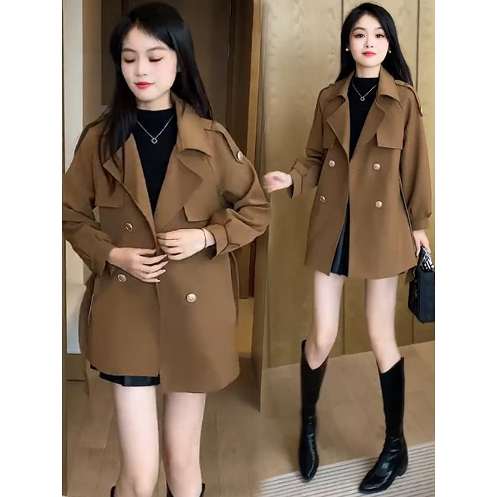 风衣外套女2023秋季新款时髦洋气显瘦中长款小个子百搭气质大衣潮
