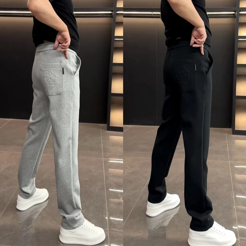 潮牌曼巴棉直筒休闲裤男春季新款欧货轻奢商务长裤修身显高运动裤