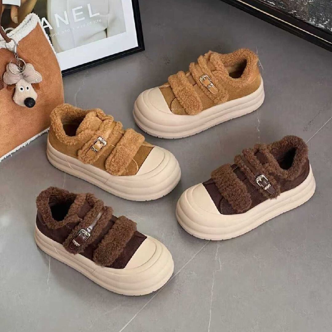 魔术贴加绒休闲鞋厚底增高板鞋加绒保暖女鞋2025年冬季新款029-20