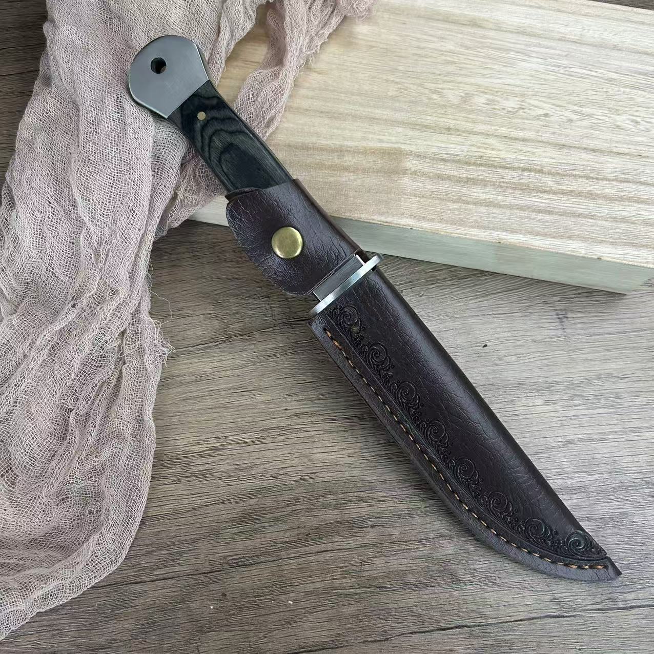 (赠刀套)破竹二代户外野营家用高硬度切肉刀水果刀便携式工具