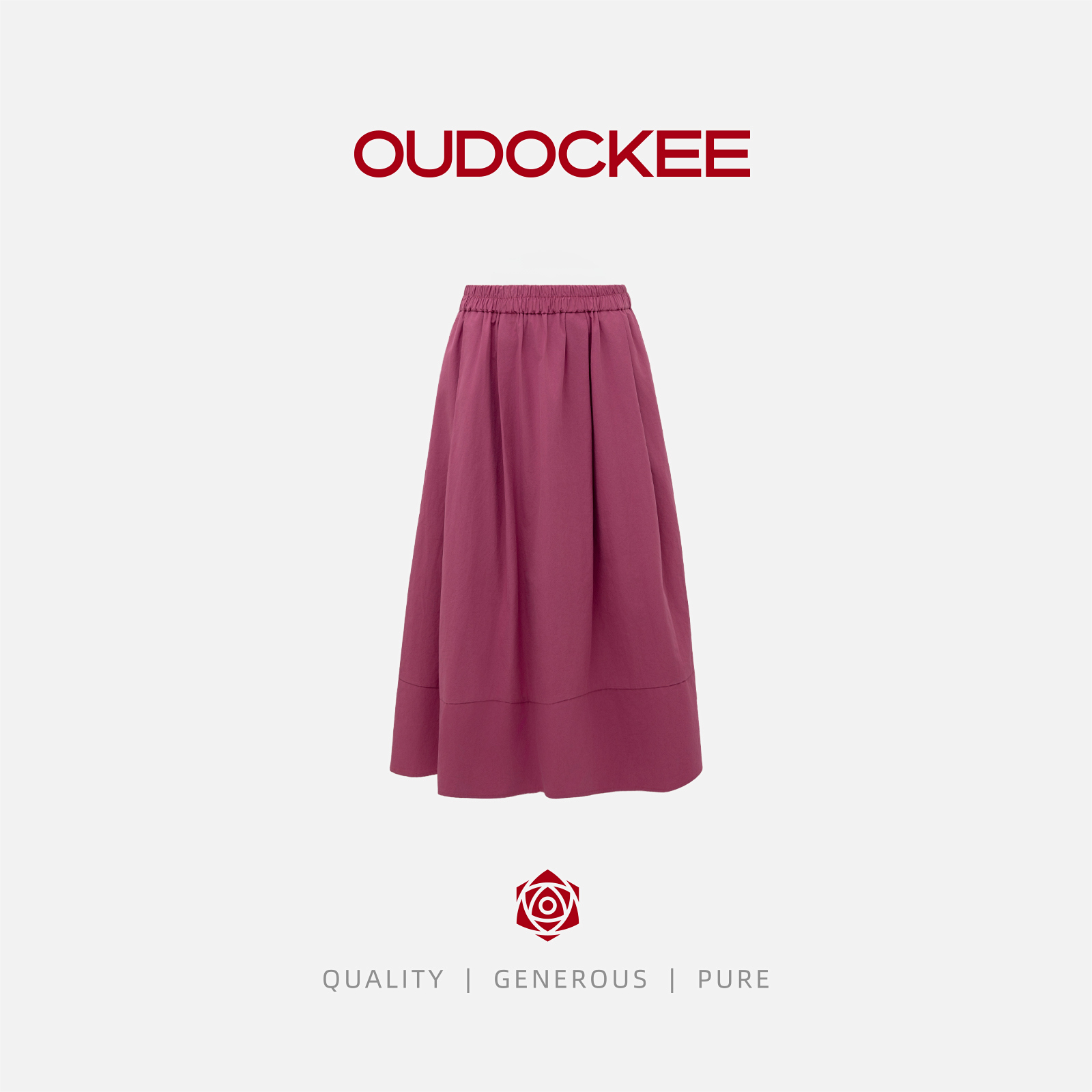 OUDOCKEE 鸥鸥【100棉】芭乐粉紫色时尚百搭高腰长裙 B2503E601T