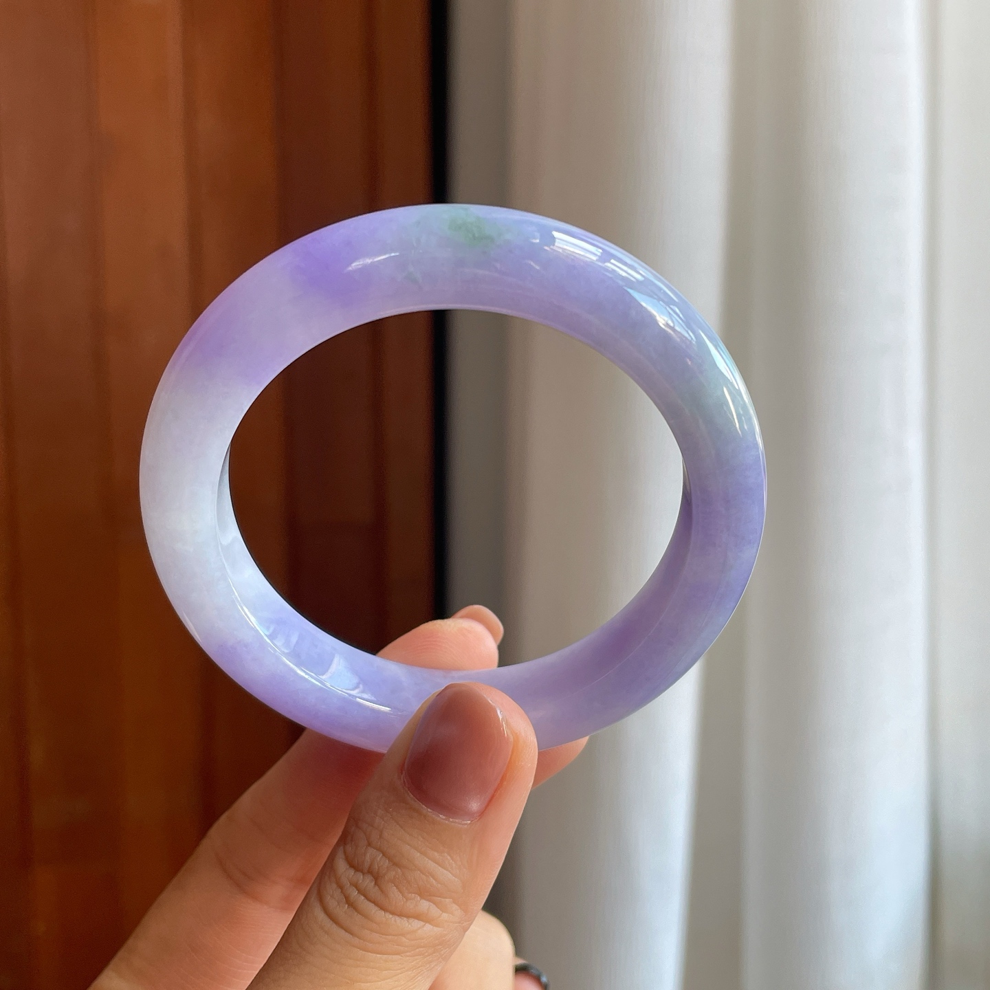 敏格拉芭天然缅甸A货翡翠手镯糯冰紫罗兰翡翠平安镯满紫冰透54圈