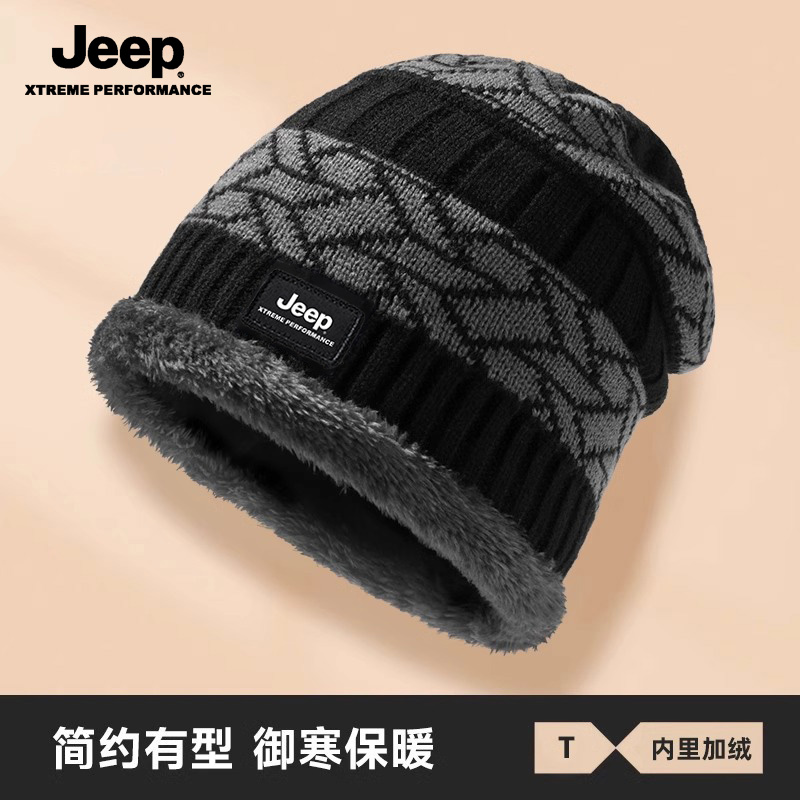 JEEP/吉普秋冬缝线针织帽男秋季休闲风帽保暖子防风韩版骑车骑行