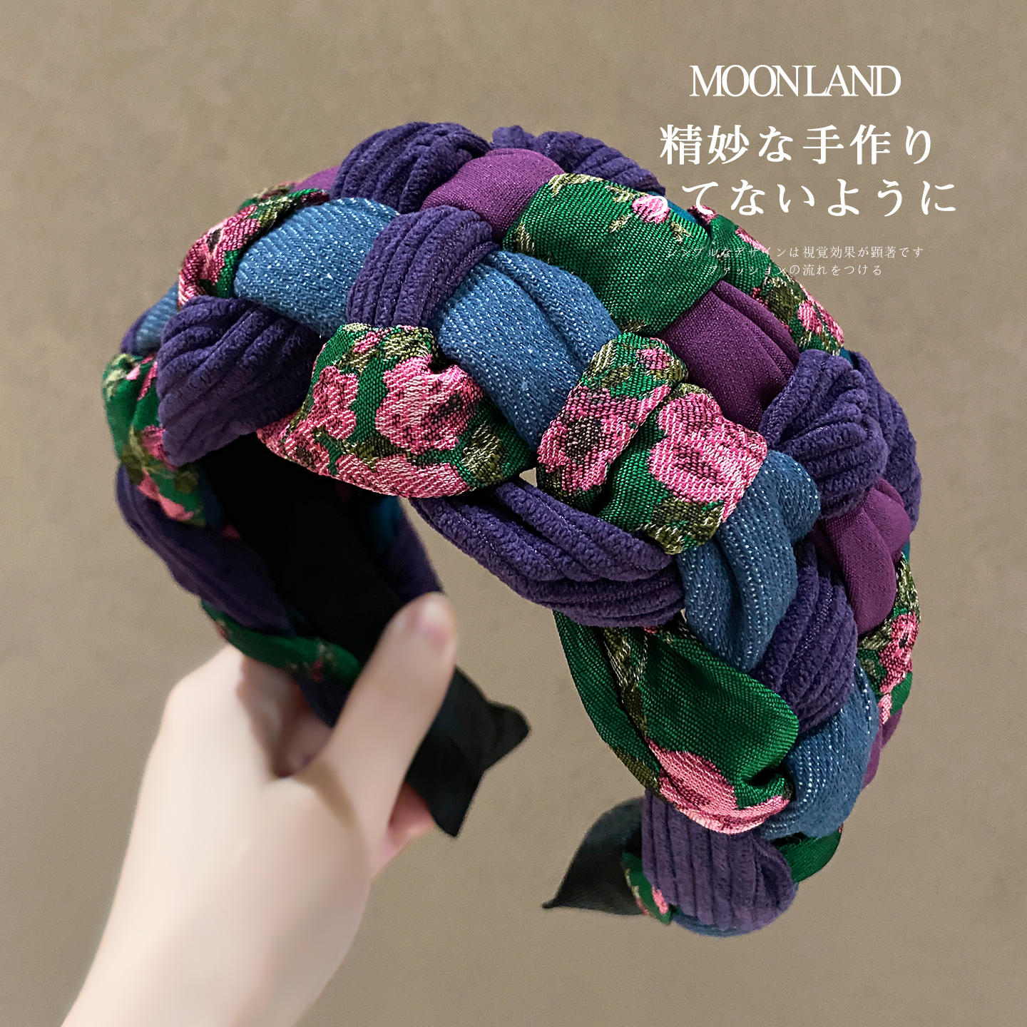 高颅顶撞色碎花宽边发卡女款洋气时尚头箍日常外戴遮白发洗脸发箍